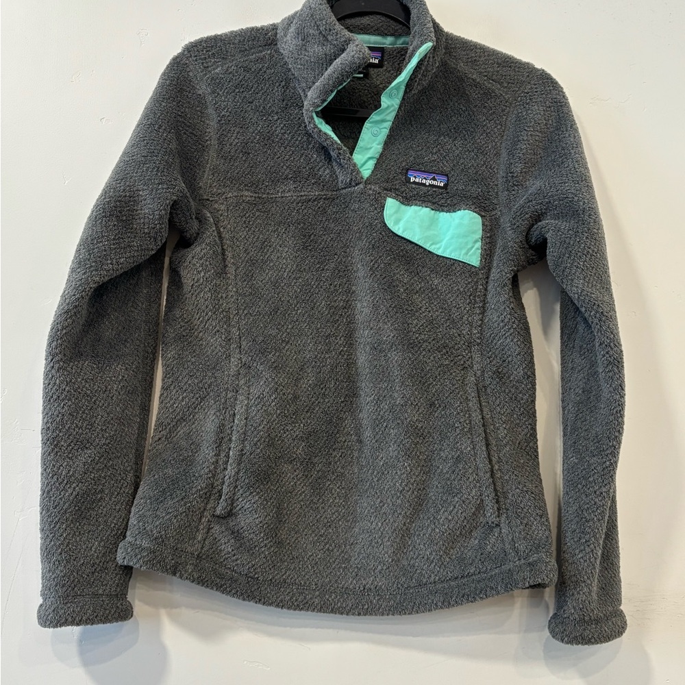 Patagonia Re-Tool Snap-T Pullover Deep Pile Jacket Womens Small Grey Mint